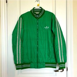 Vintage Adidas Green & Gray Reversible Quilted Jacket (PTP 23”)